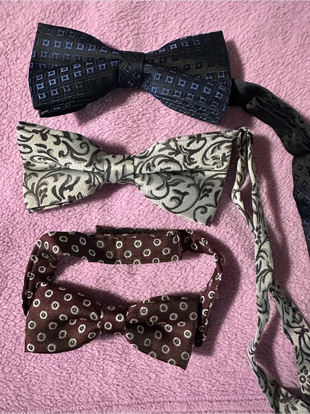Men's Bow Tie Set - Black, Silver, Brown